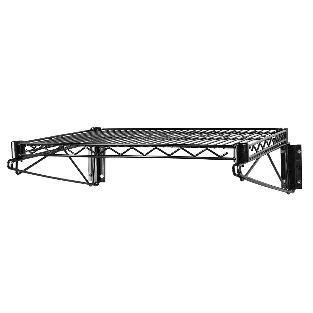 Durable 18 quot d Black Wall-Mounted Wire Shelf Relaxed