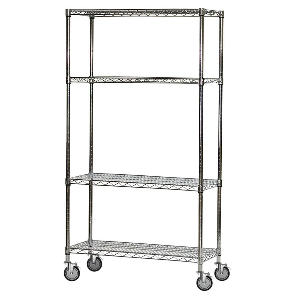 Reusable 4-Shelf Chrome Wire Carts - 12 quot d x 36 quot w Trendy