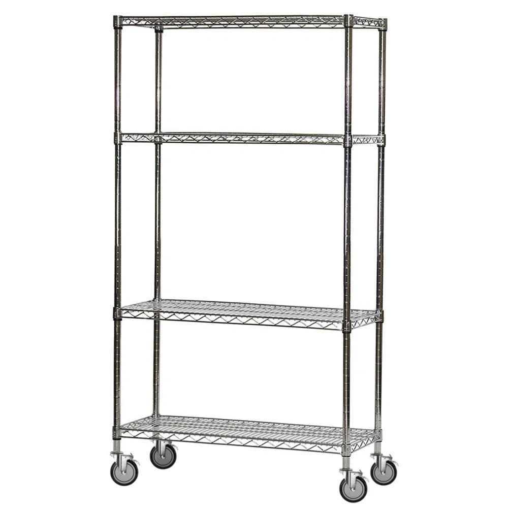 Quality 4-Shelf Chrome Wire Carts - 24 quot d x 36 quot w Luxury