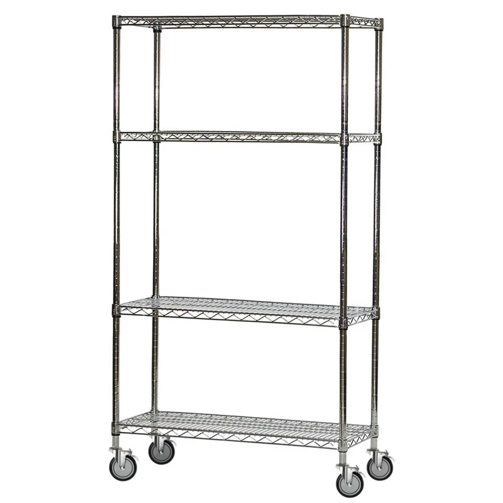 Traditional 4-Shelf Chrome Wire Carts - 18 quot d x 48 quot w Responsible