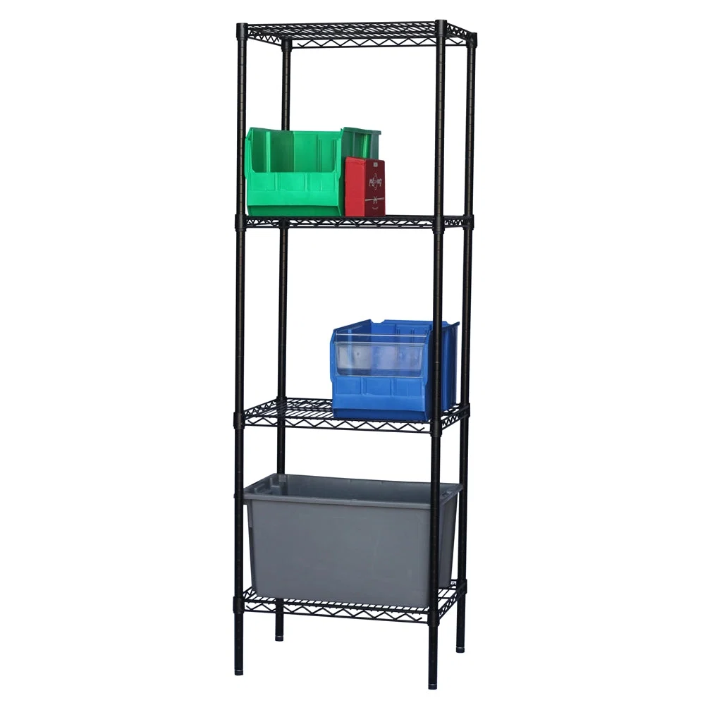 Durable 8 quot d x 72 quot h Black Wire Shelving w 4 Shelves Breathable