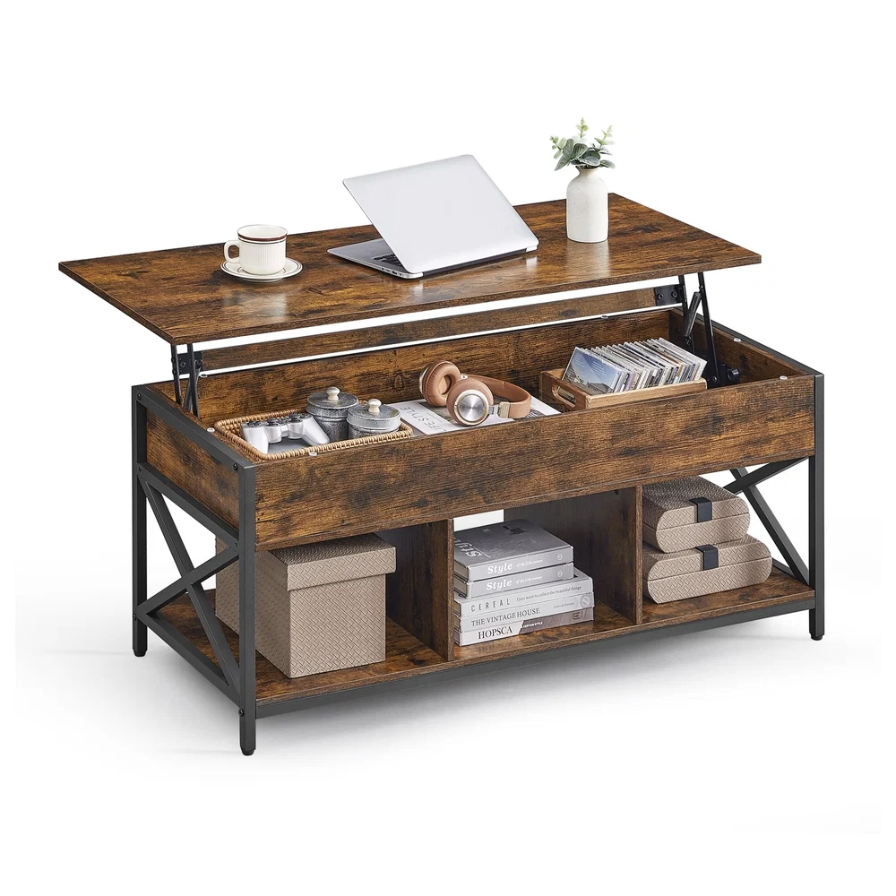 Optimized VASAGLE Daxton Collection - Industrial Brown Lift Top Coffee Table Effective