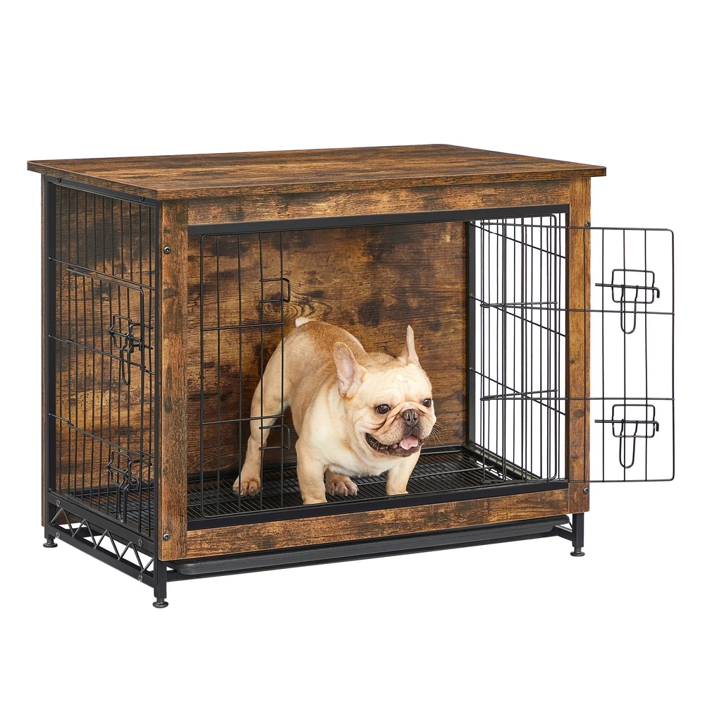 Professional Feandrea Wooden Dog Crate with Removable Tray Organic