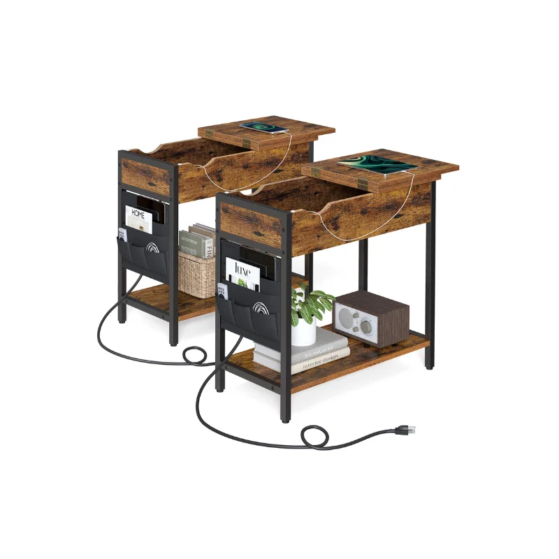 Refined VASAGLE Sofa Side Table with Power Outlet Fine