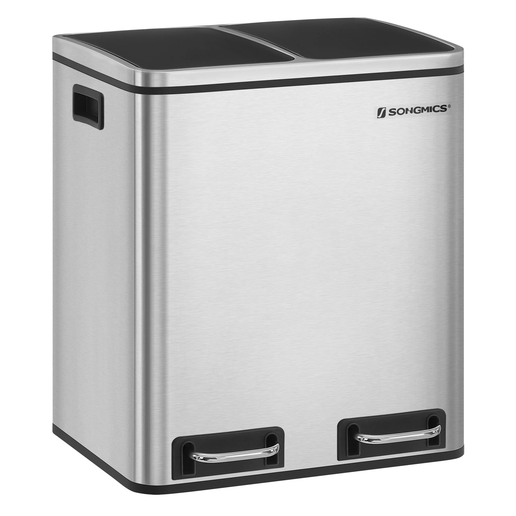Breathable SONGMICS 2 x 4 Gallon Silver Step Trash Can with 2 Bucket Natural