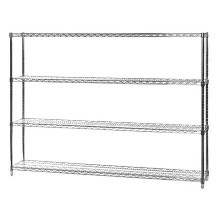 Fast 12 quot d x 72 quot w Chrome Wire Shelving w 4 Shelves Lightweight