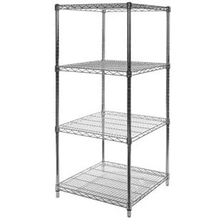 Easy-to-Use 24 quot d x 24 quot w Chrome Wire Shelving w 4 Shelves Smooth