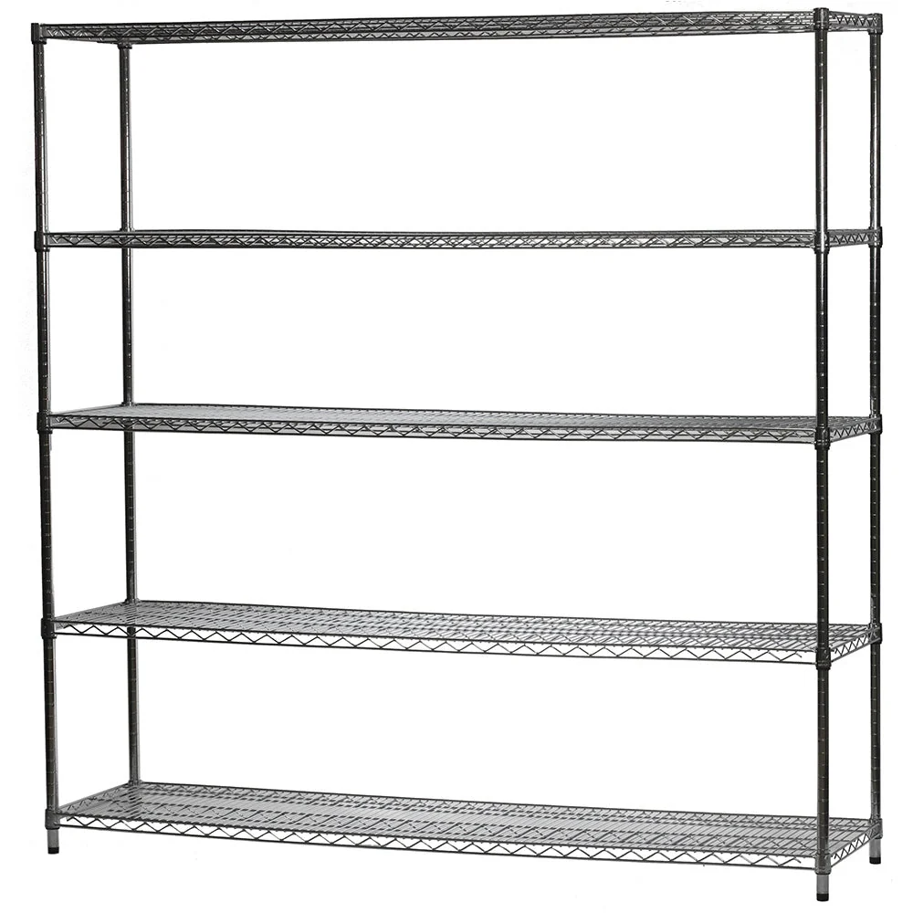 Powerful 21 quot d x 72 quot w Chrome Wire Shelving w 5 Shelves Solid