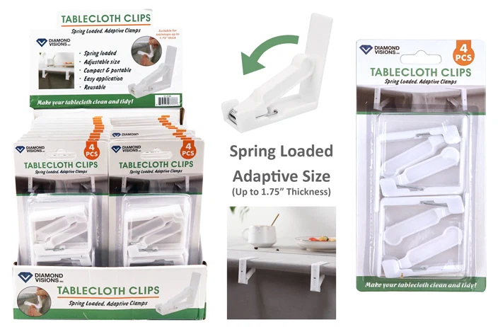 Secure TABLECLOTH CLAMPS 4PK PLASTIC Safe