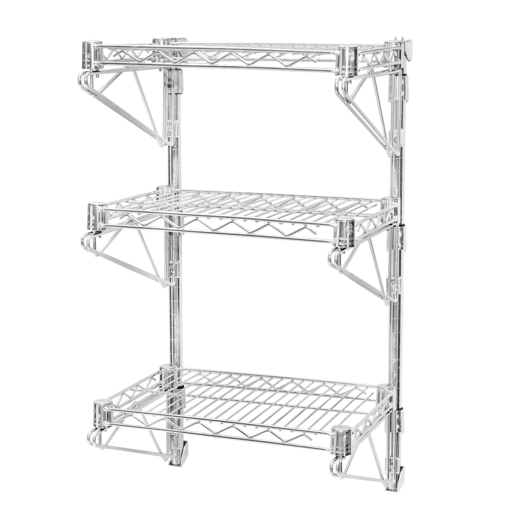 High-End 12 quot d Wall-Mounted Wire Shelving w 3 Shelves Top-Quality