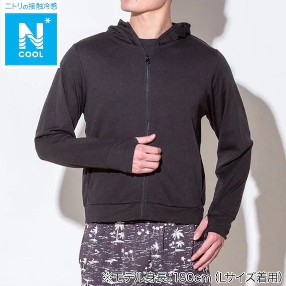 Specialty MENS UV CUT COOL HOODIE NE MESH BK L World-Class
