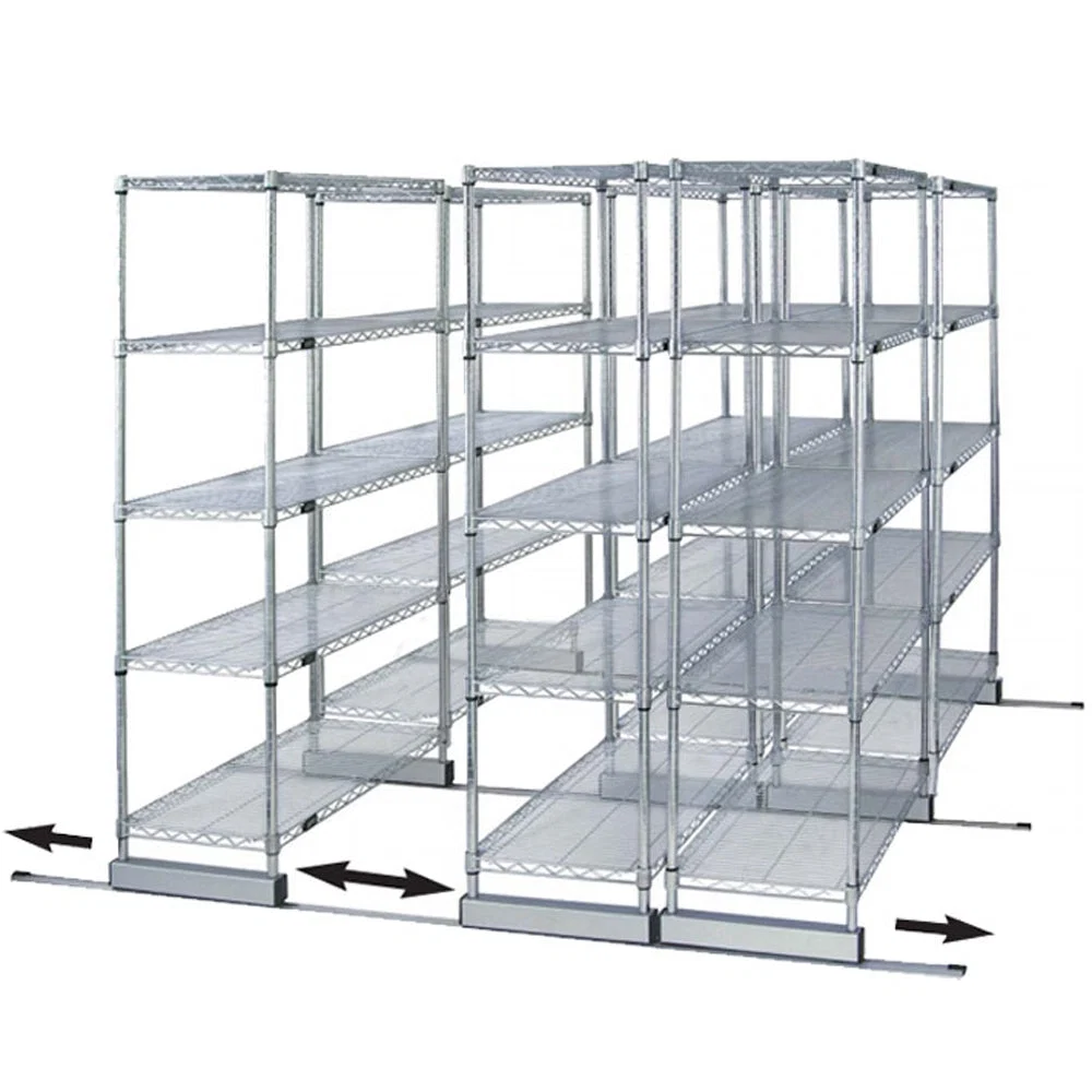 High-Performance 18 quot d x 54 quot w High-Density Mobile Wire Shelving - Double Wide Enhanced