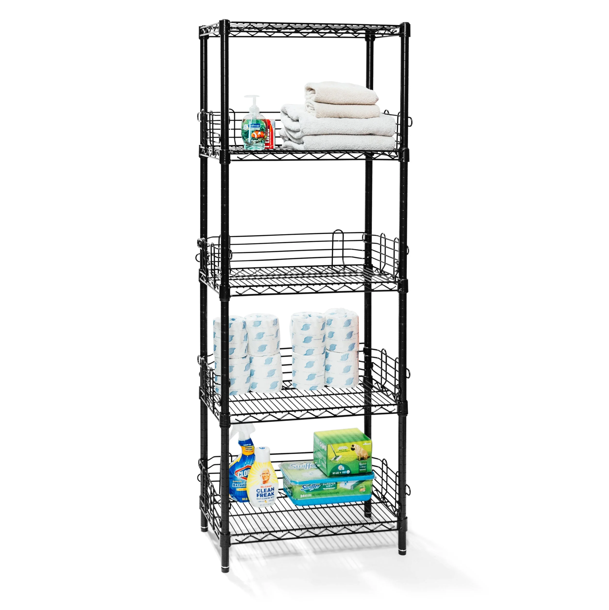 Solid Black 5-Tier Storage Tower Selected