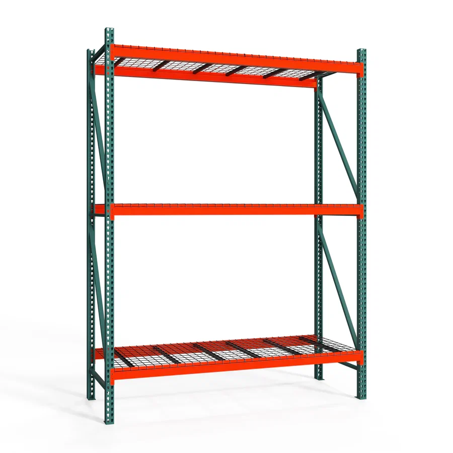 Crafted 3-Tier Teardrop Pallet Rack Starter Units w Wire Decking - Heavy Duty - 36 quot d x 144 quot h Advanced