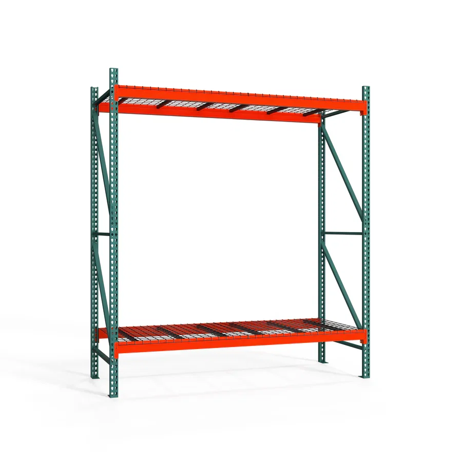 Consistent 2-Tier Teardrop Pallet Rack Starter Units w Wire Decking - 48 quot d x 120 quot h Official
