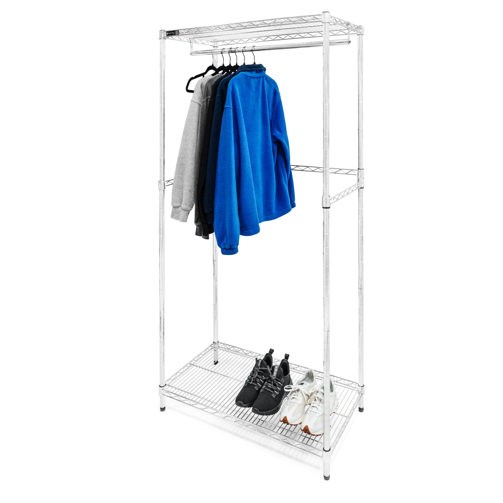 Enhanced Wire Closet Shelving w Lower Shelf - 18 quot d x 72 quot h Natural