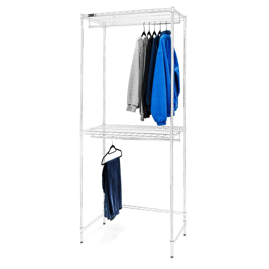 Authentic Double Hang Wire Closet Shelving - 24 quot d x 84 quot h Durable