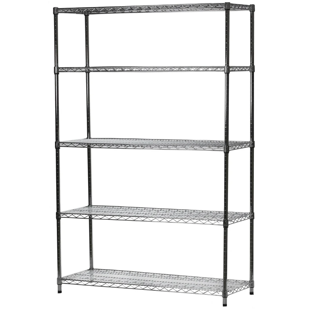 Natural 18 quot d x 48 quot w Chrome Wire Shelving w 5 Shelves Sophisticated