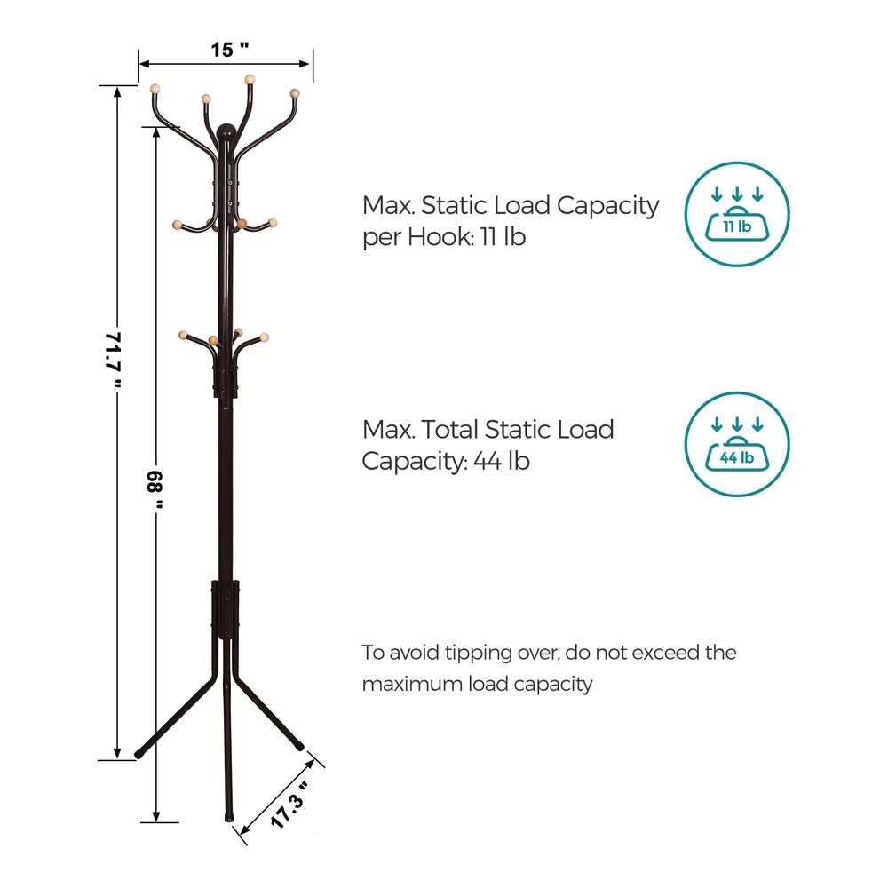 Detailed SONGMICS Espresso Metal Coat Rack Genuine