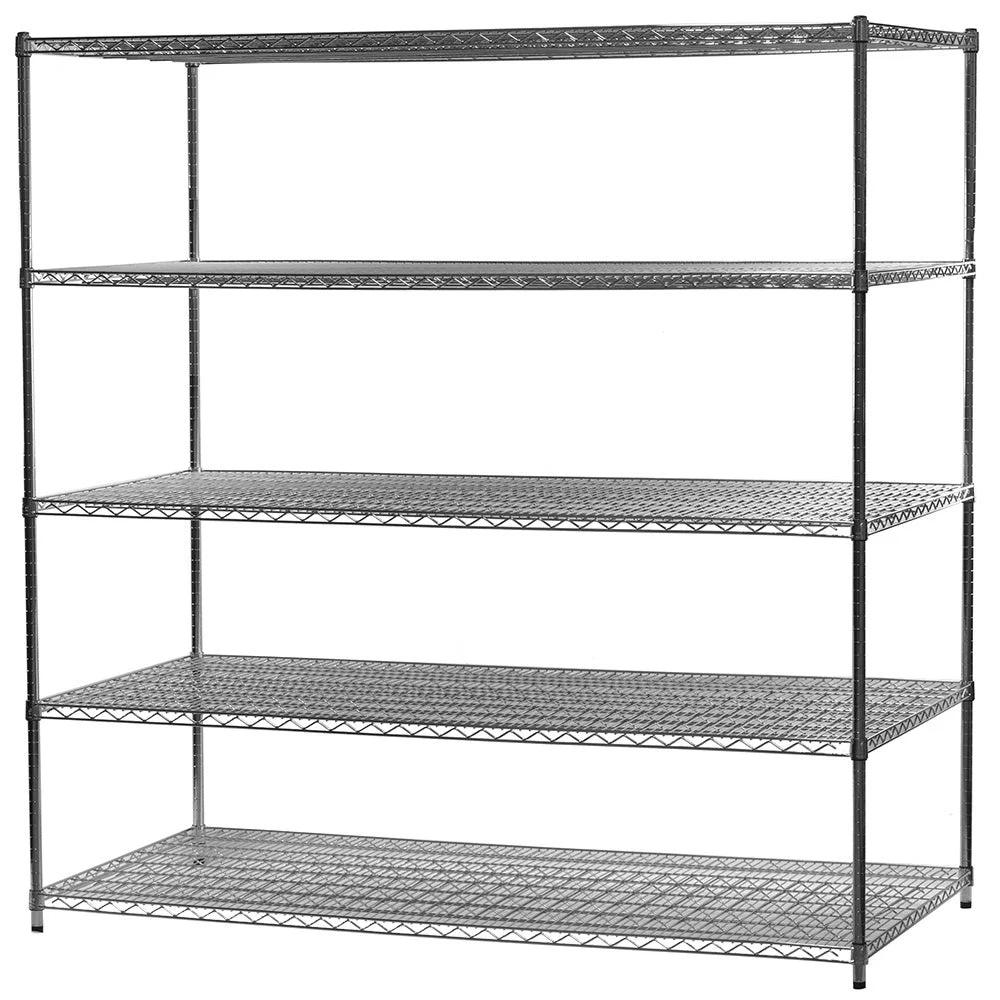 Powerful 36 quot d x 72 quot w Chrome Wire Shelving w 5 Shelves Clean