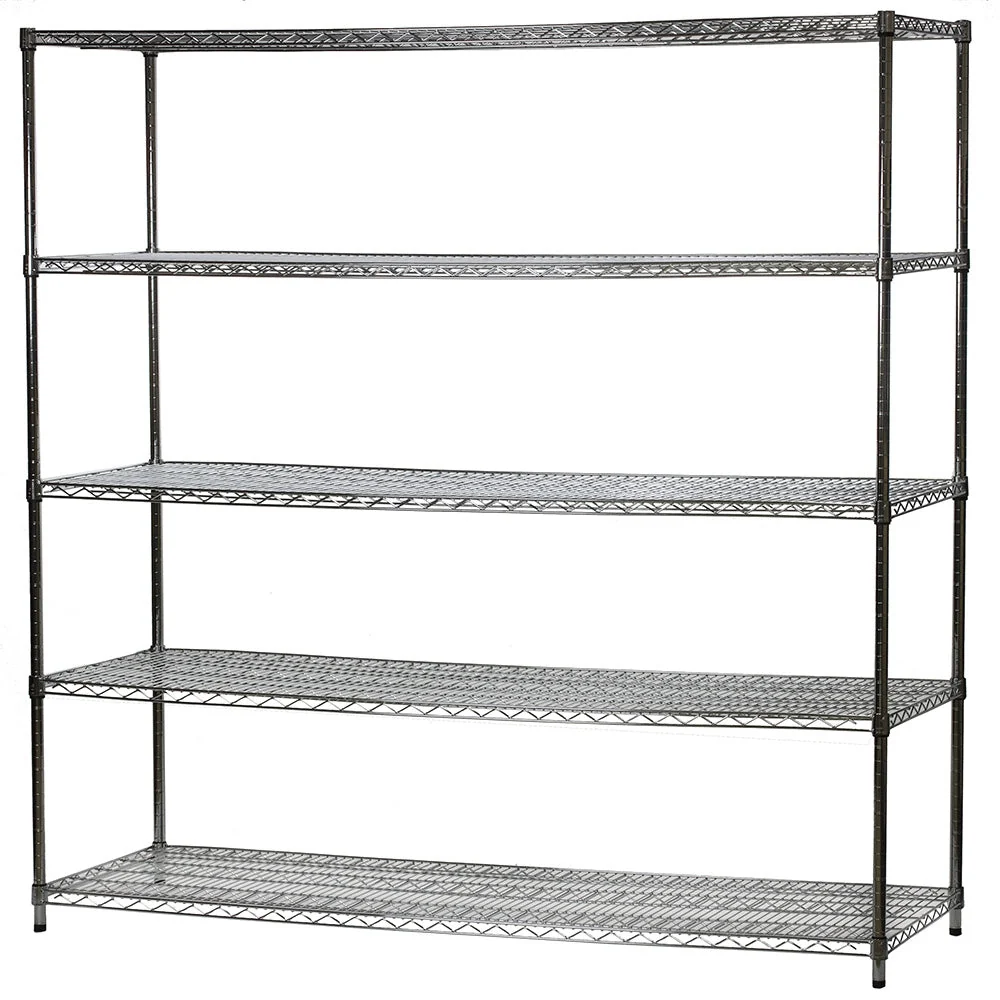 World-Class 24 quot d x 72 quot w Chrome Wire Shelving w 5 Shelves Luxury