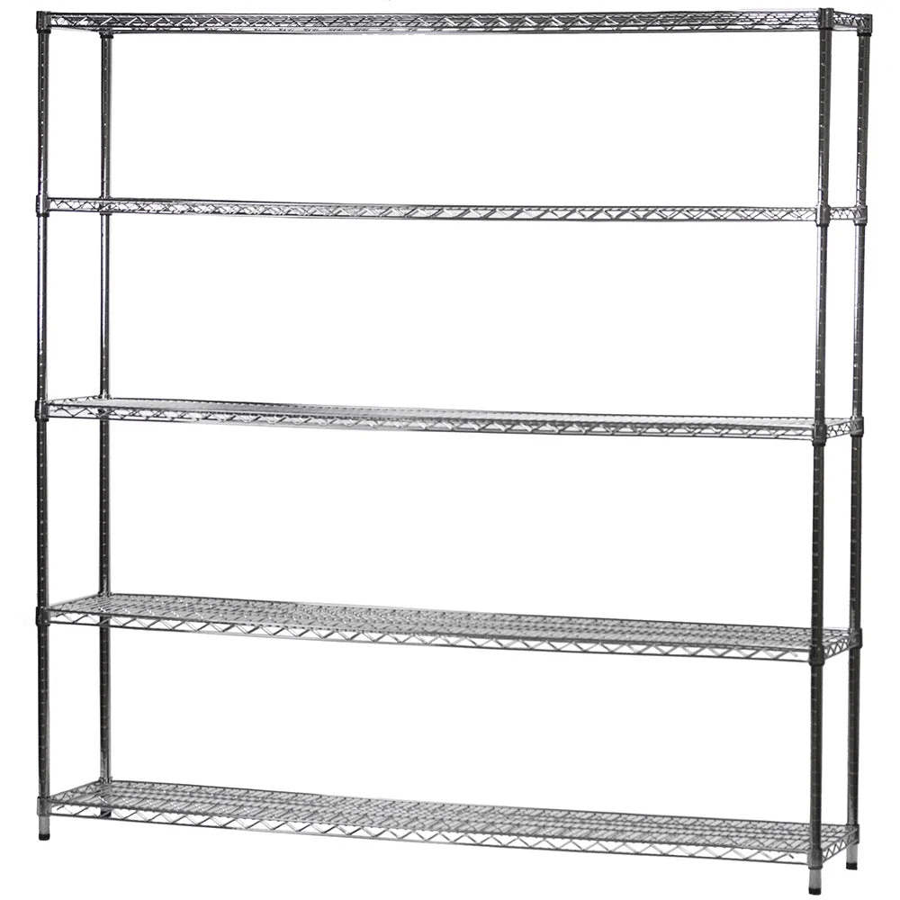 Official 14 quot d x 72 quot w Chrome Wire Shelving w 5 Shelves Optimized