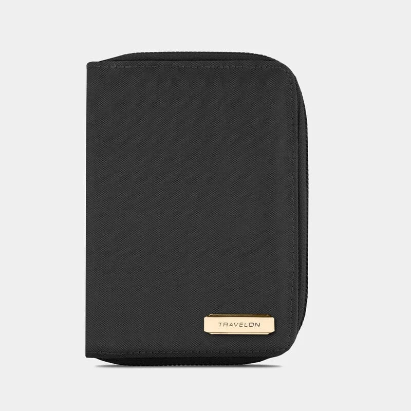 Fine Crafted RFID PASSPORT ZIP WALLET BLACK Consistent