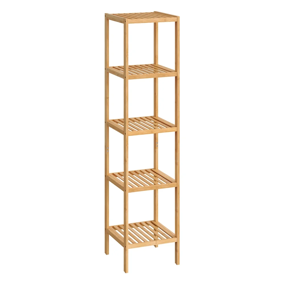 Fast SONGMICS 5-Tier Bamboo Bathroom Shelf Safe