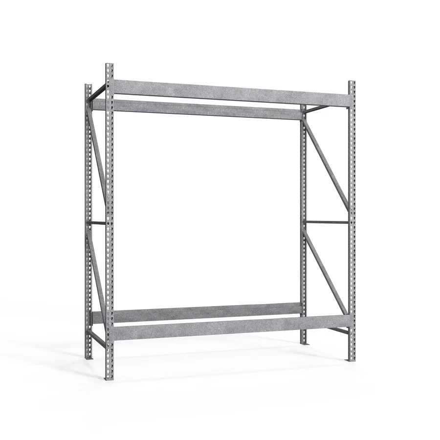 Certified 2-Tier Galvanized Teardrop Pallet Rack Starter Units - 48 quot d x 120 quot h Minimalist