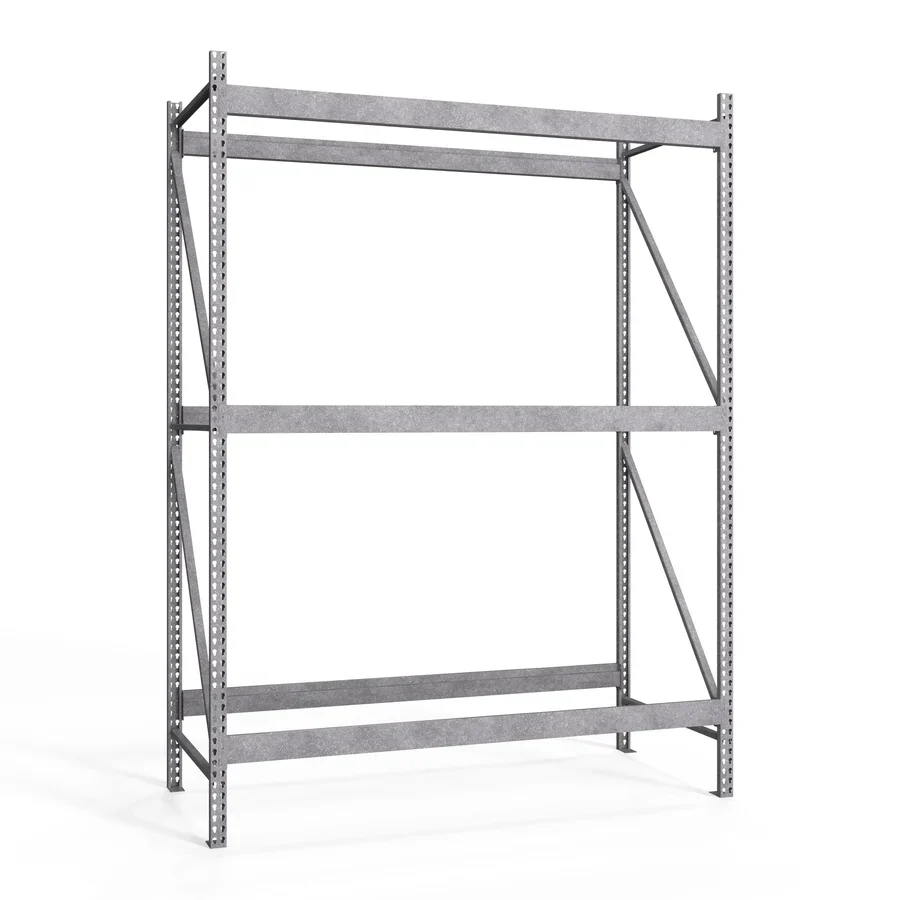 Exceptional 3-Tier Galvanized Teardrop Pallet Rack Starter Units - 42 quot d x 144 quot h Functional