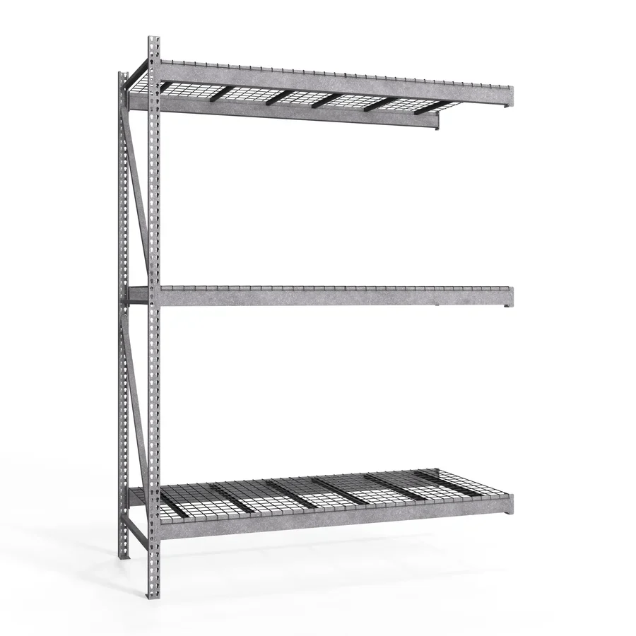 Advanced 3-Tier Galvanized Teardrop Pallet Rack Add-On Units w Wire Decking - 42 quot d x 144 quot h Premium