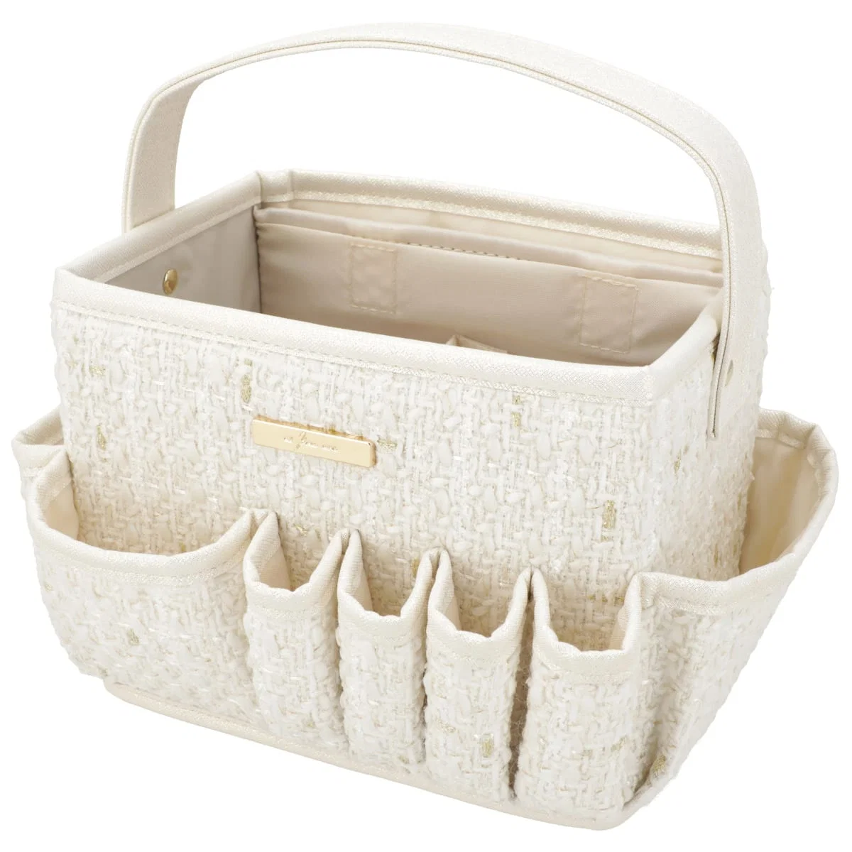 Dependable Tweed Cosmetic Basket Small NT2501 White Exclusive