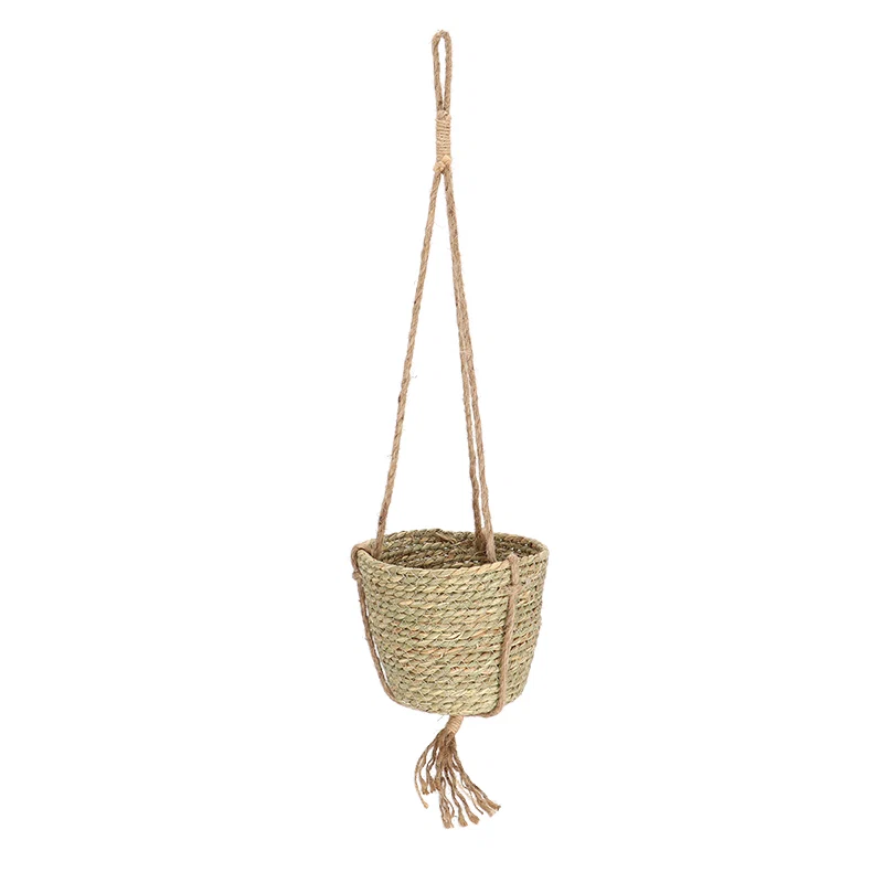 Fashionable WOVEN GRASS HANGING PLANTER SMALL Superior