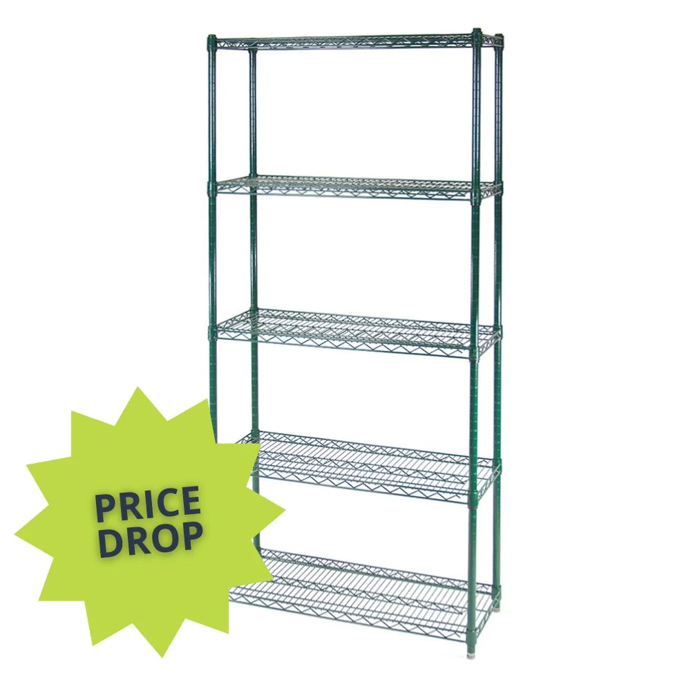 Comfortable 12 quot d 5-Tier Green Wire Shelving Durable