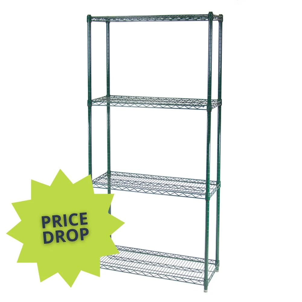 Excellent 24 quot d 4-Tier Green Wire Shelving First-Class