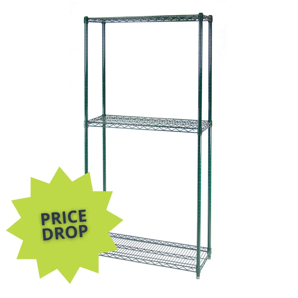 World-Class 12 quot d 3-Tier Green Wire Shelving Casual