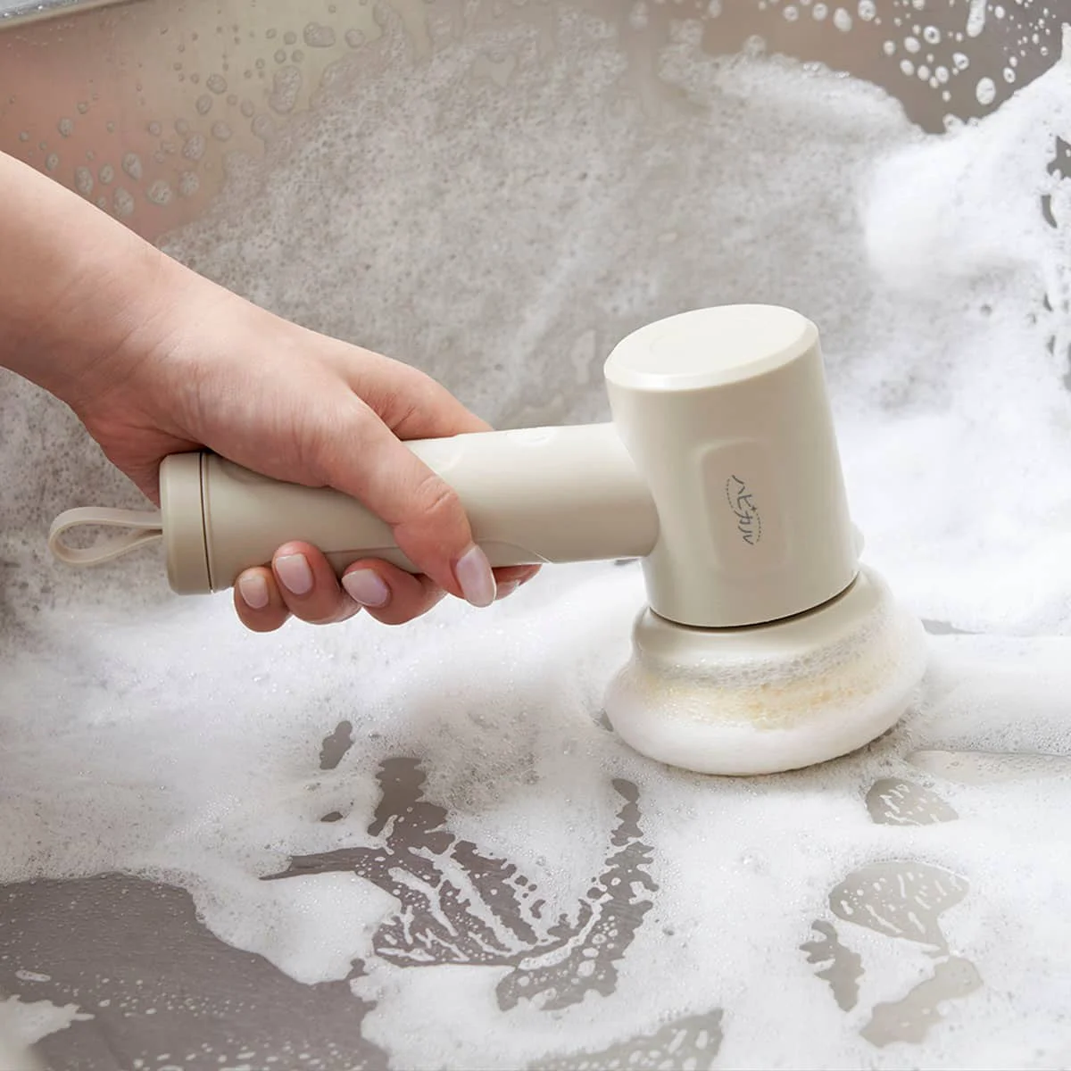 Green Electric Multi Scrubber Rechargeable with Brush amp Sponge Attachments Practical