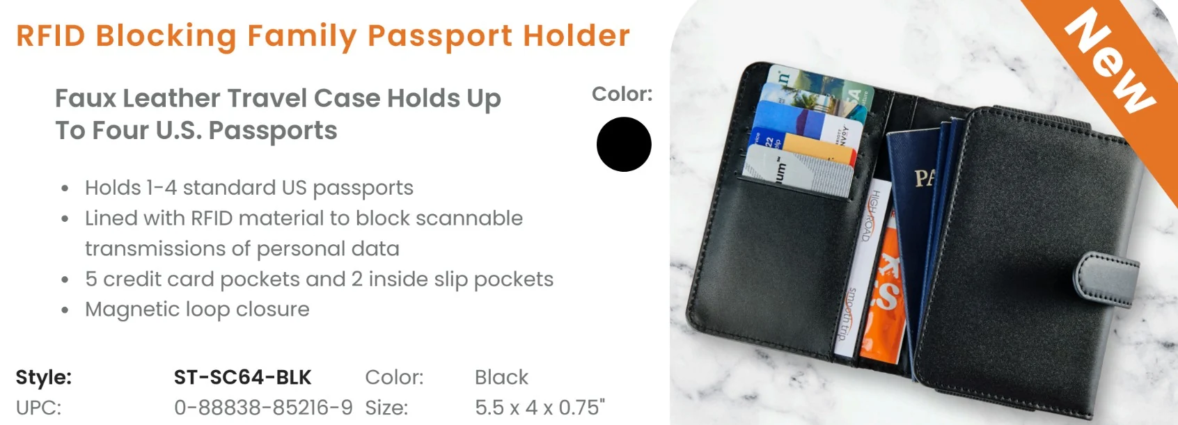 First-Class RFID BLOCKING FAMILY PASSPORT HOLDER Versatile