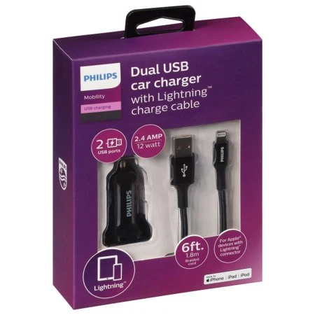 Comfortable PHILIPS CHARGING PACK 2 USB 6 39 BLACK Elegant