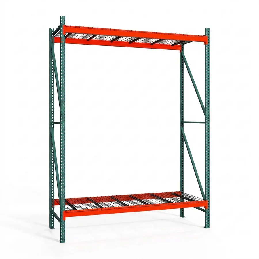 Innovative 2-Tier Teardrop Pallet Rack Starter Units w Wire Decking - Standard Duty - 48 quot d x 144 quot h Premium Material