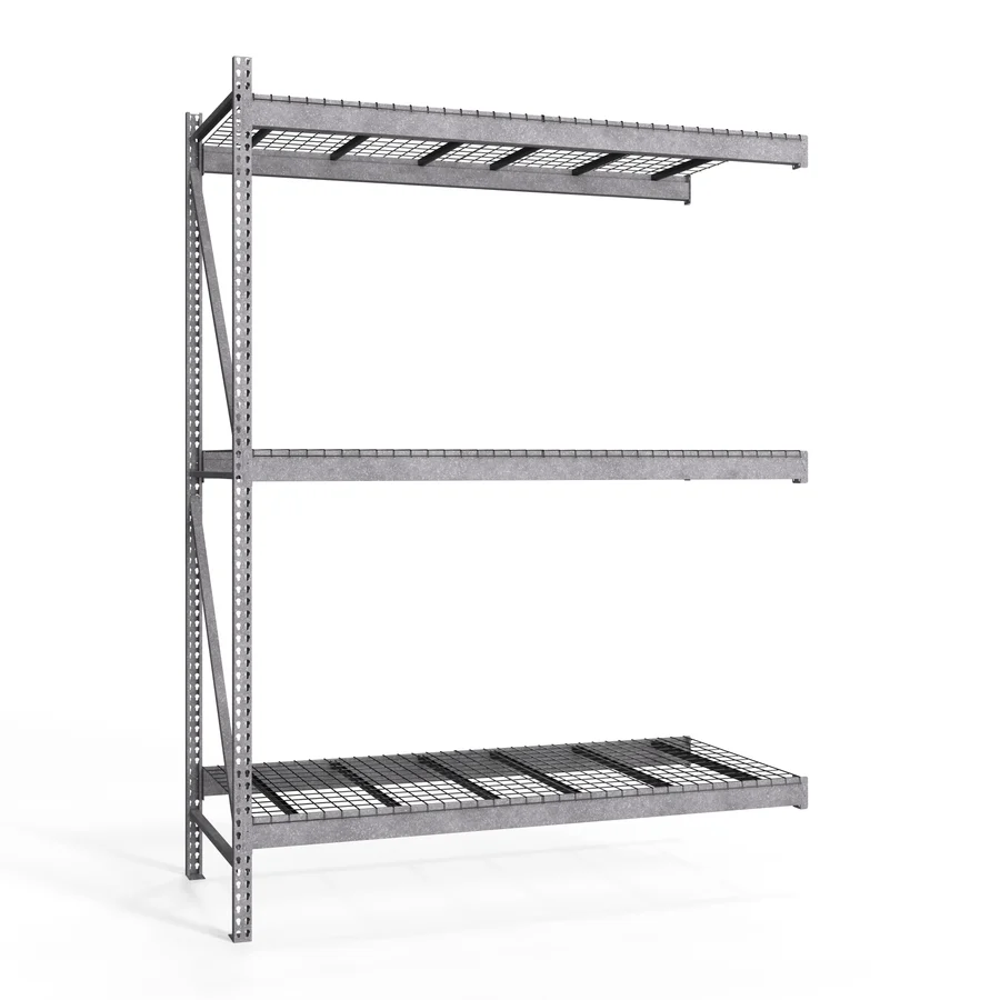 Top-Quality 2-Tier Galvanized Teardrop Pallet Rack Add-On Units w Wire Decking - 42 quot d x 144 quot h First-Class