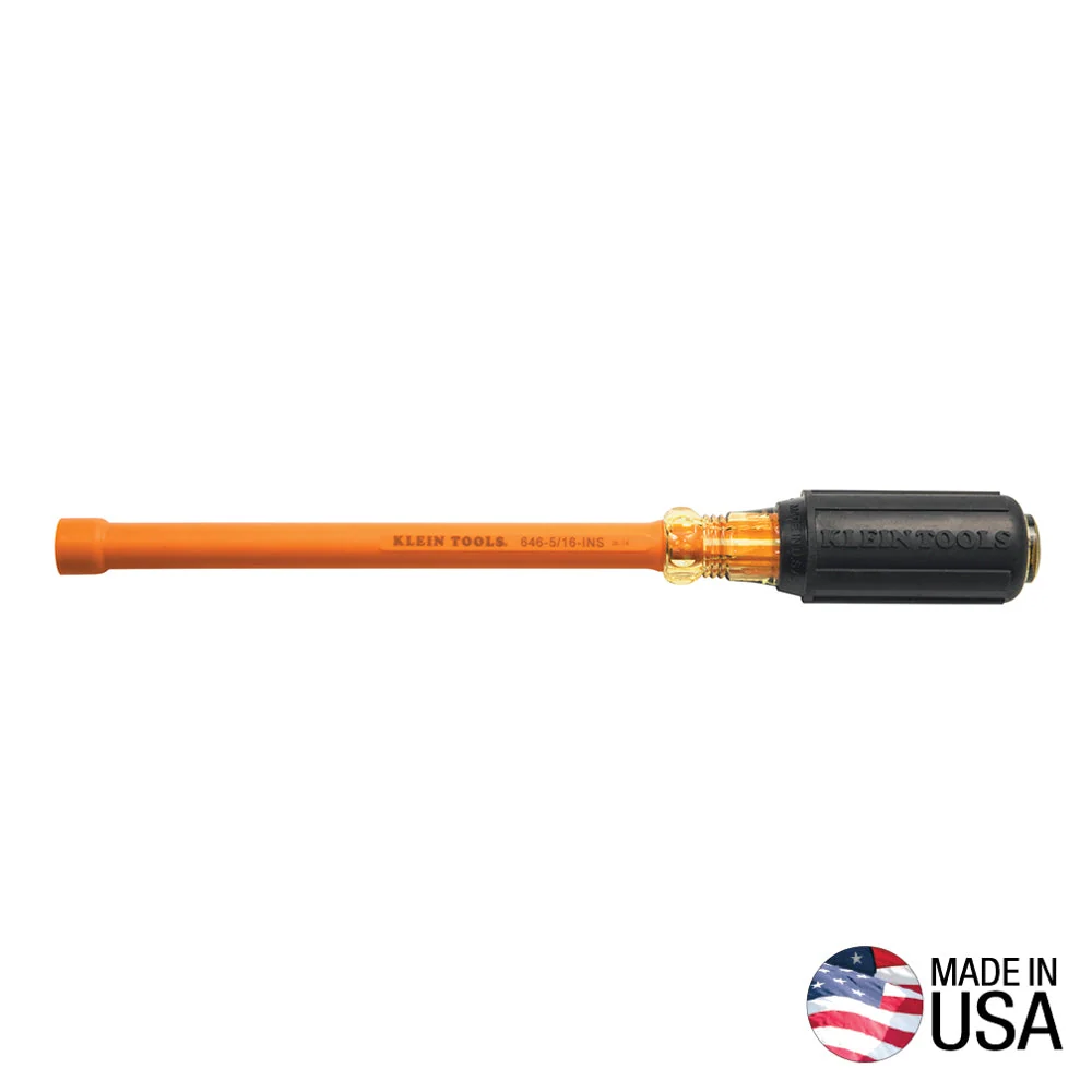 Recyclable Klein 5 16-Inch Insulated Nut Driver with 6-Inch Shank 646-5 16-INS World-Class