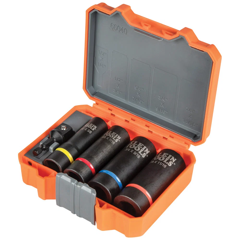 Superior Klein 2-in-1 Impact Socket Set 12-Point 5-Piece 66040 Solid