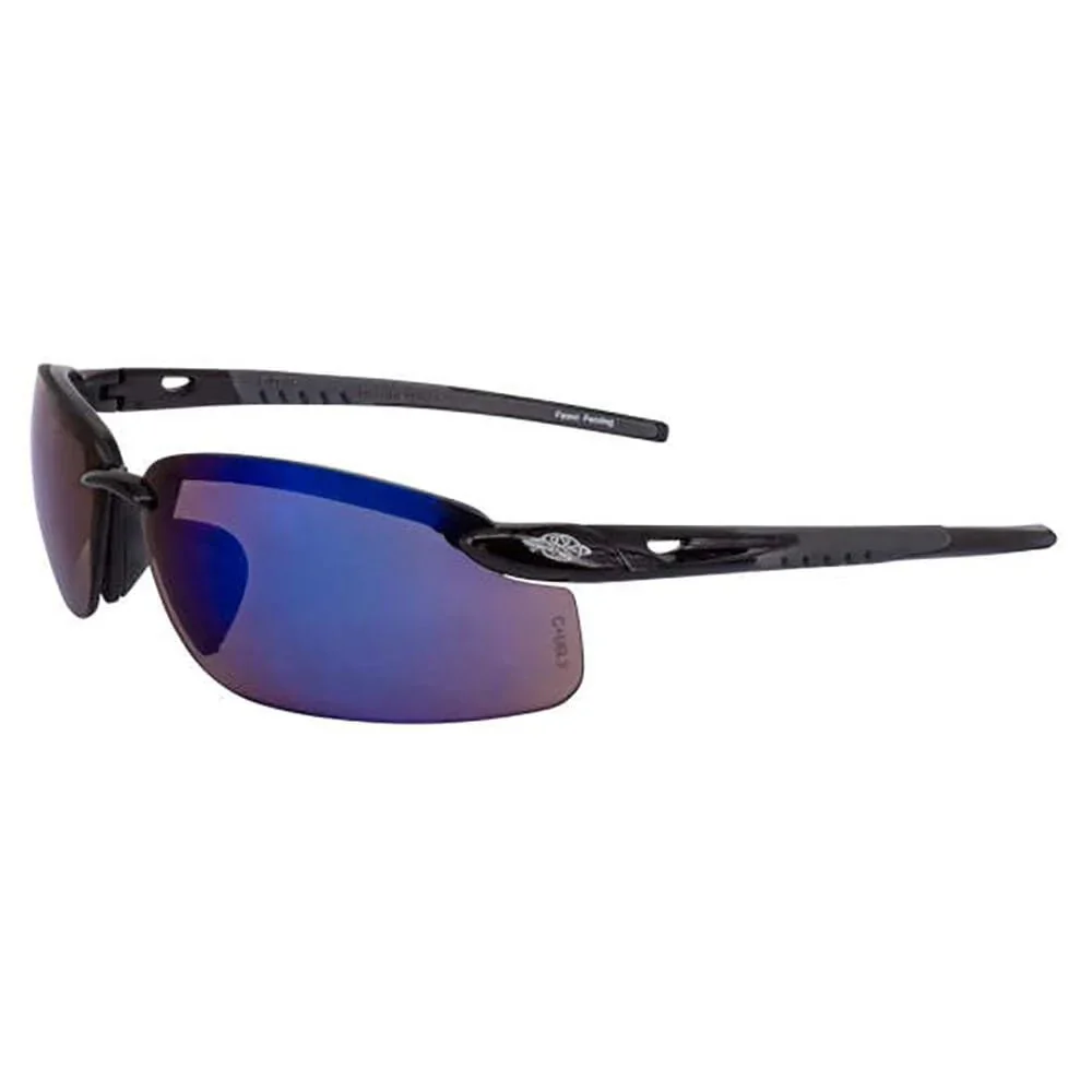 Smart Crossfire ES5 Safety Glasses with Shiny Black Frame and Blue Mirror Lens 2968 Advanced
