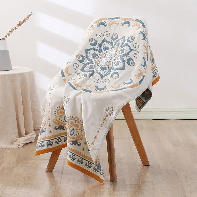 Trendy Ownkoti Flower Print Jacquard Cotton Bath Towel Certified