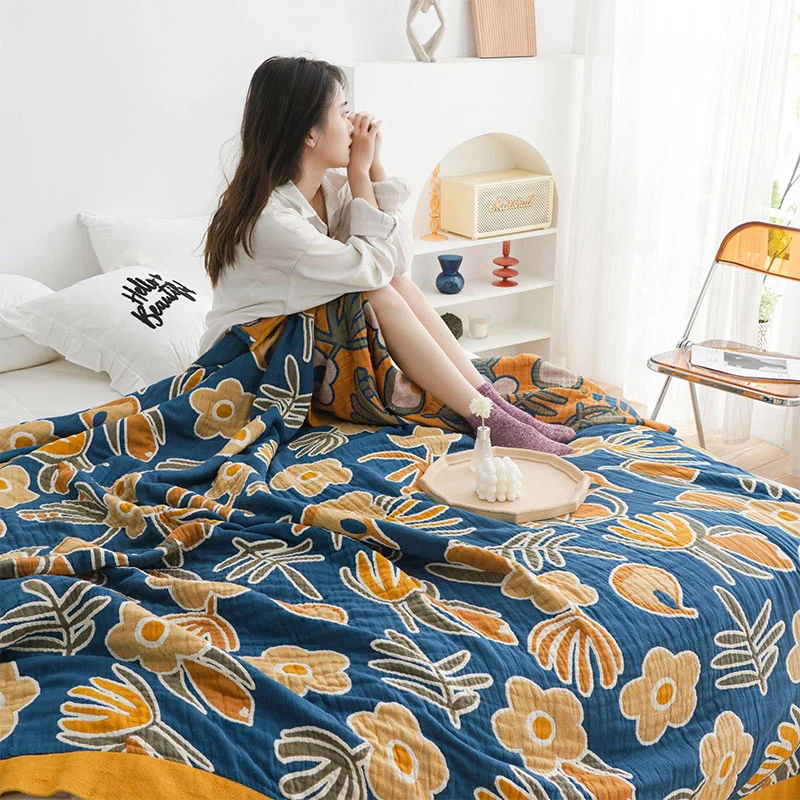 Healthy Ownkoti Flower Print Cotton Double-Sided Quilt Breathable
