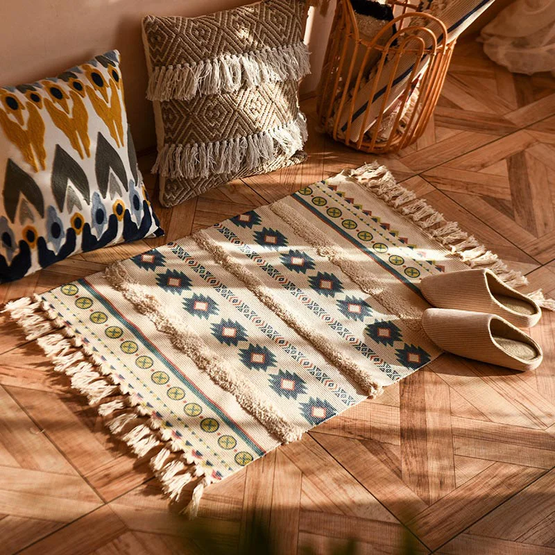High-End Ownkoti Bohemian Pattern Weave Entryway Tassels Rug Certified