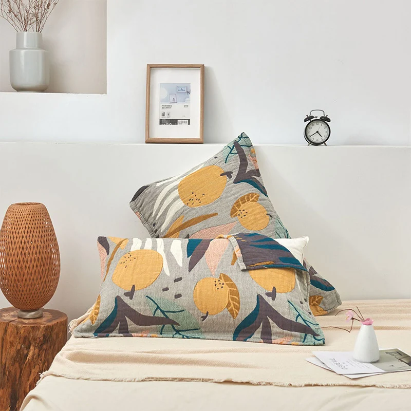 Luxury Ownkoti Cotton Fruit Print Pillow Towel Bed Decor 2PCS Verified