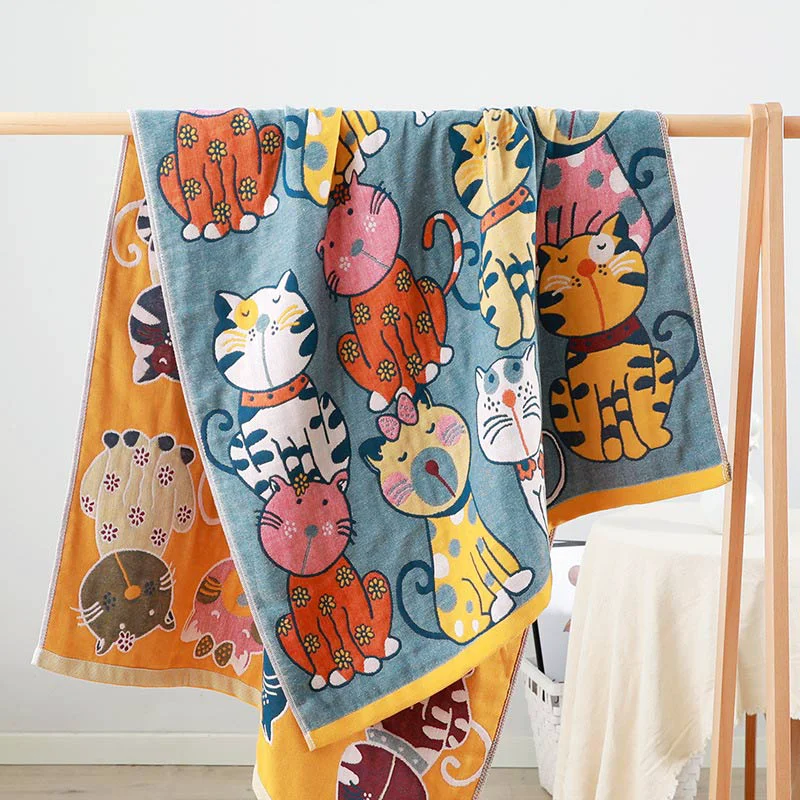 Minimalist Ownkoti Cat Cotton Bath Towel Baby Blanket Elegant