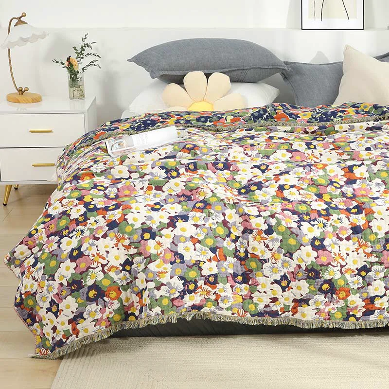 Premium Ownkoti Rustic Flower Reversible Cotton Soft Quilt First-Class